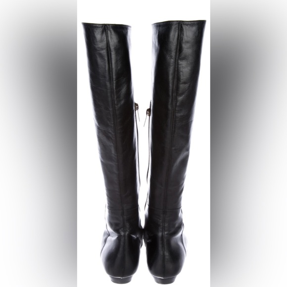 Jimmy Choo, black leather flat boots, thin/ narrow calf, Size 40 / 9.5US - Picture 2 of 15